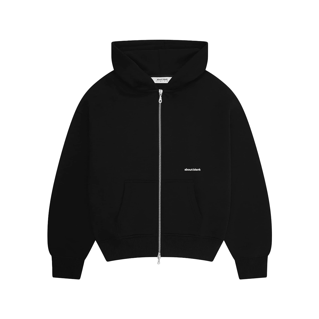[KREAM 단독] 어바웃 블랭크 박스 집 후디 블랙 에크루 - 26SS([KREAM 단독] About:Blank Box Zip Hoodie Black Ecru - 26SS)