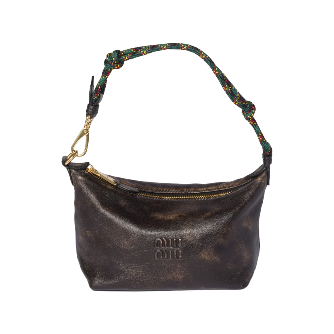 5NE841-2IFO-F0NTG Miu Miu Leather Pouch Coffee Brown Green