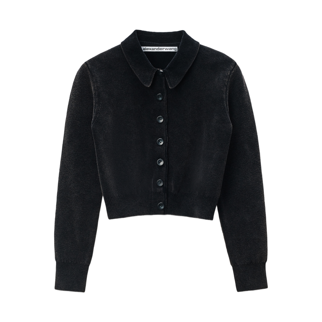 (W) 알렉산더 왕 코튼 블렌드 셔닐 가디건 블랙((W) Alexander Wang Cotton Blend Chenille Cardigan Black)