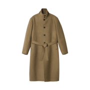 STU High Neck Alpaca Mac Coat In Camel