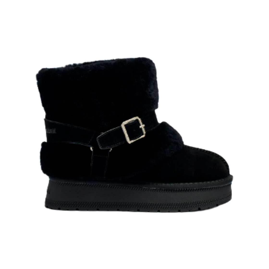 (W) 마뗑킴 버클 퍼 부츠 블랙((W) Matin Kim Buckle Fur Boots Black)