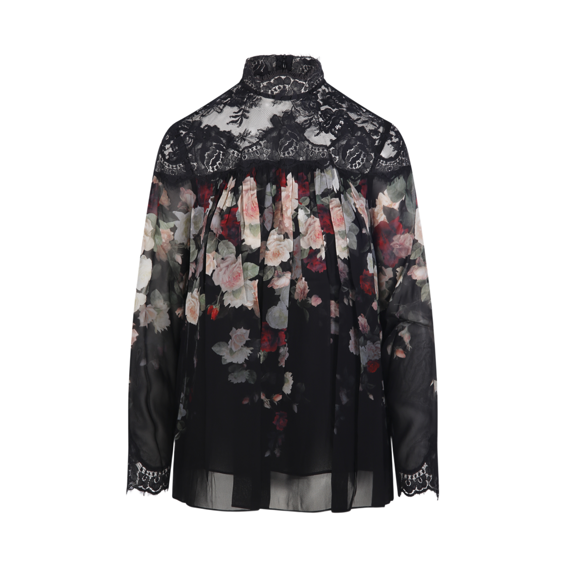 5245TF251 (W) Zimmermann Hypnotic Lace Yoke Top Black Cascade