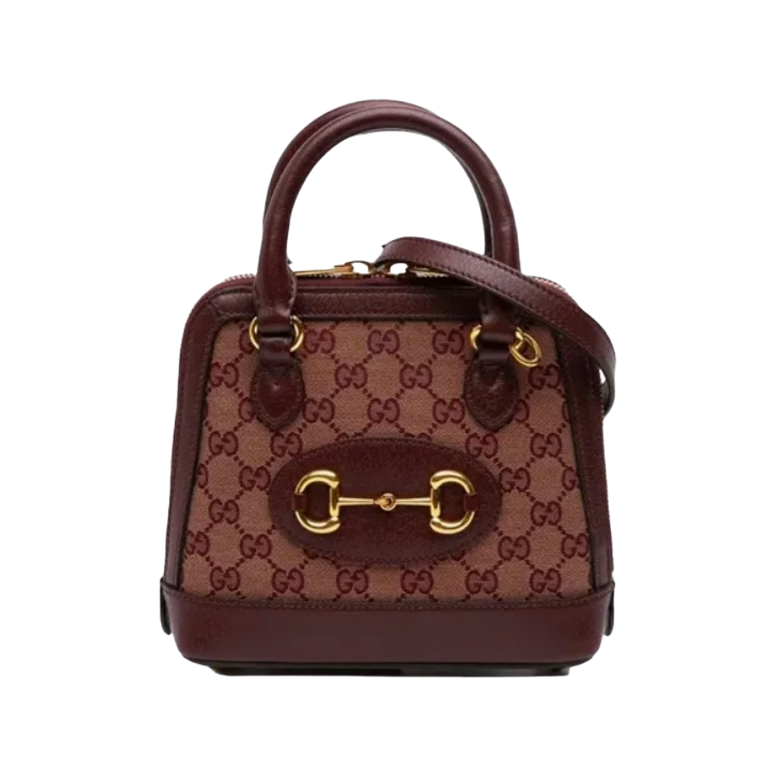 677212-9Y9MG-9864 Gucci GG Horsebit Top Handle Bag Burgundy