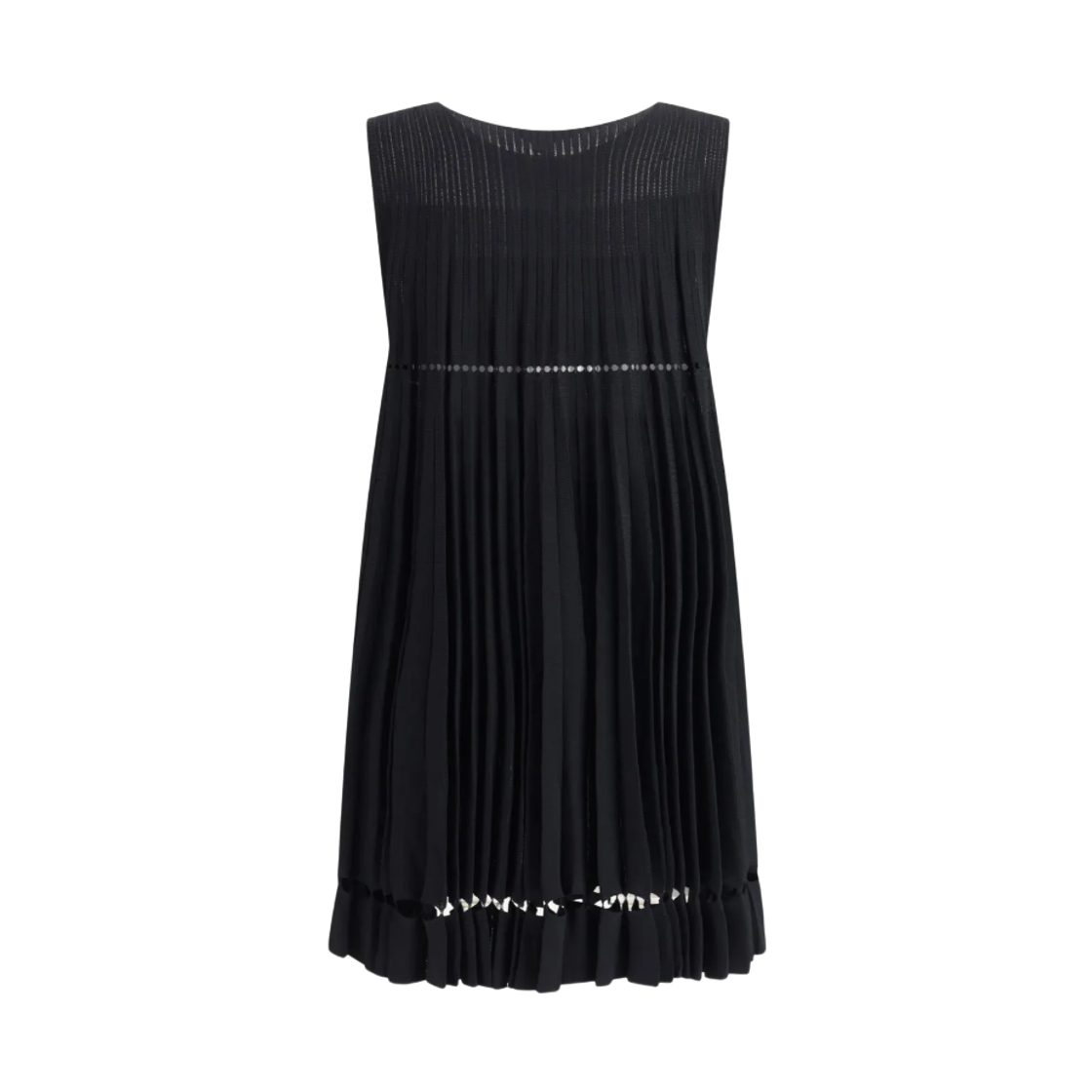 (W) 알라이아 포인텔레 플리츠 드레스 블랙((W) Alaia Pointelle Pleats Dress Black)