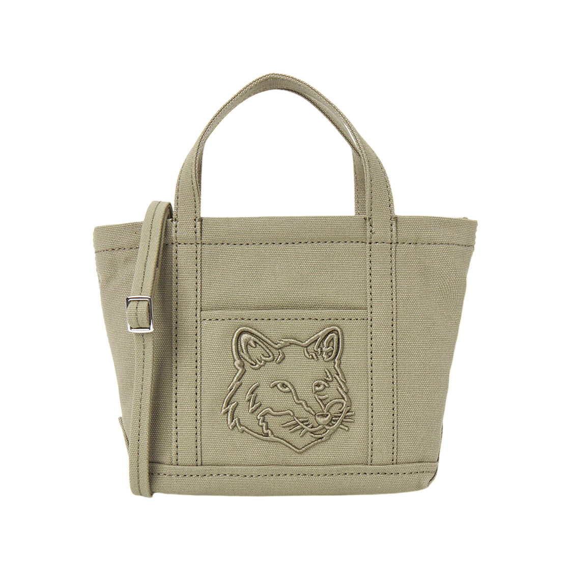 MW05106WW0107-P131 Maison Kitsune Fox Head Mini Tote Bag Khaki