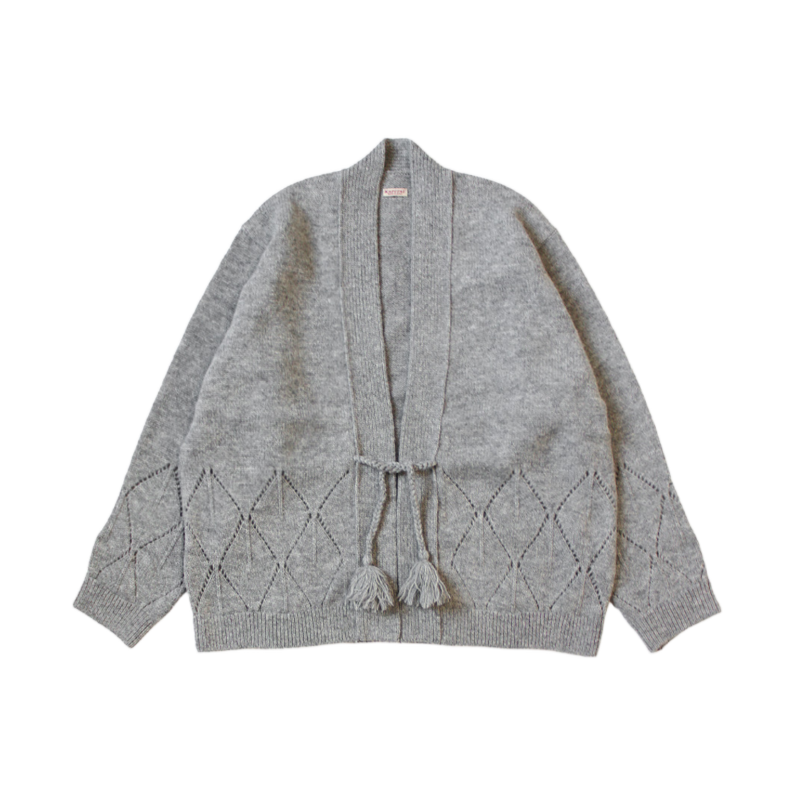 캐피탈 5G 울 니들 펀치드 아가일 가디건 그레이(Kapital 5G Wool Needle-Punched Argyle Cardigan Gray) - 1