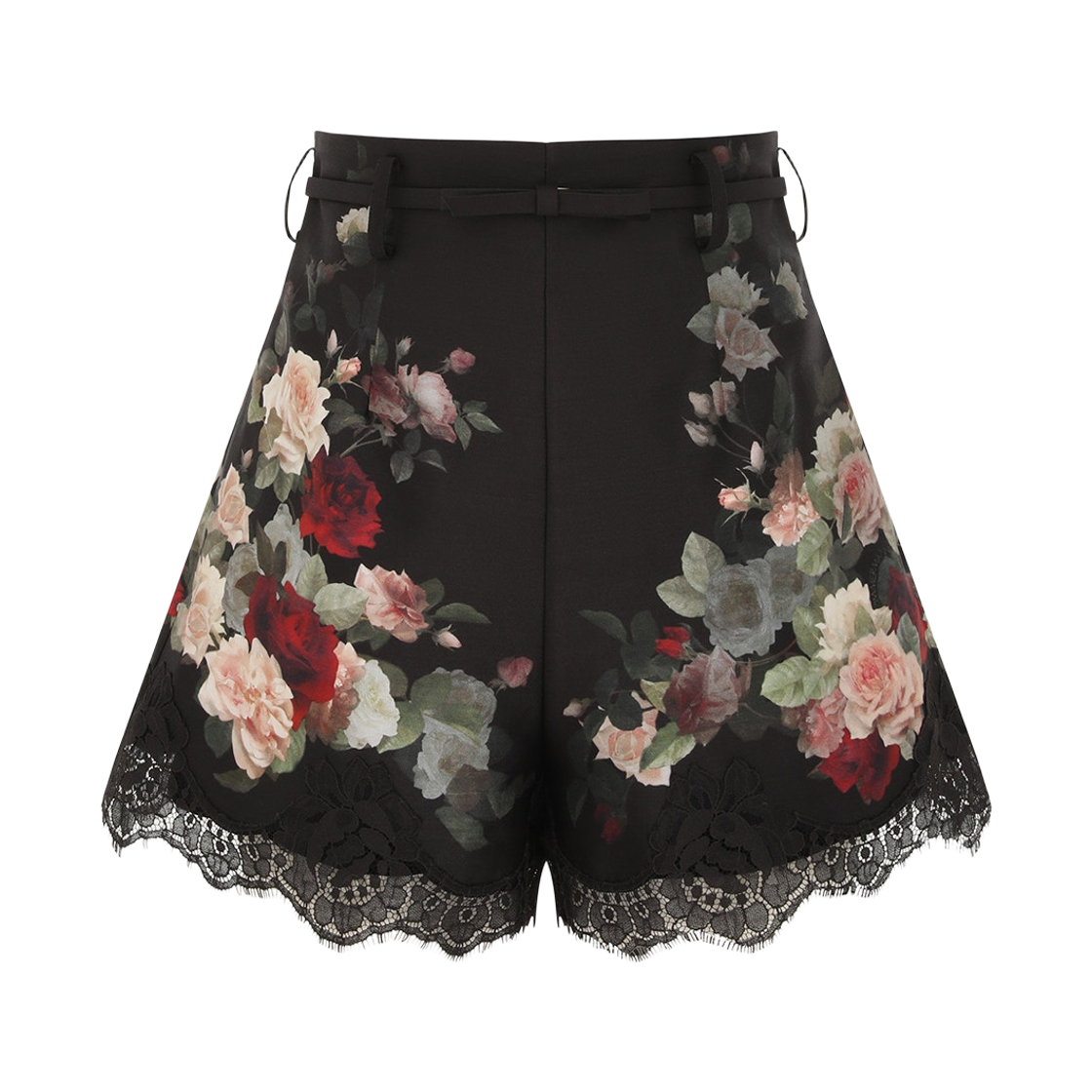 5212AF251 (W) Zimmermann Hypnotic Lace Trim Shorts Black Cascade
