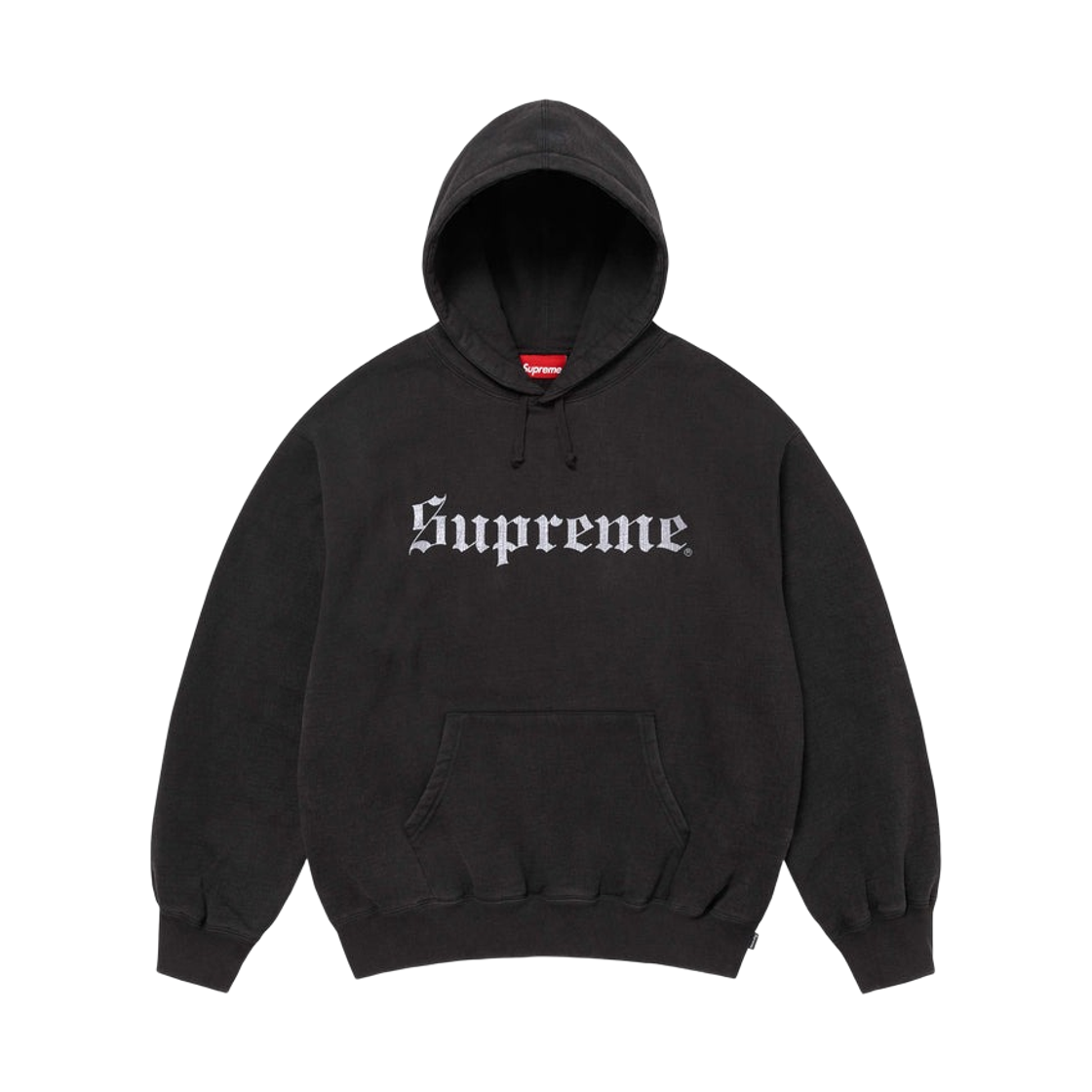 슈프림 워시드 올드 잉글리쉬 후드 스웨트셔츠 블랙 - 25FW