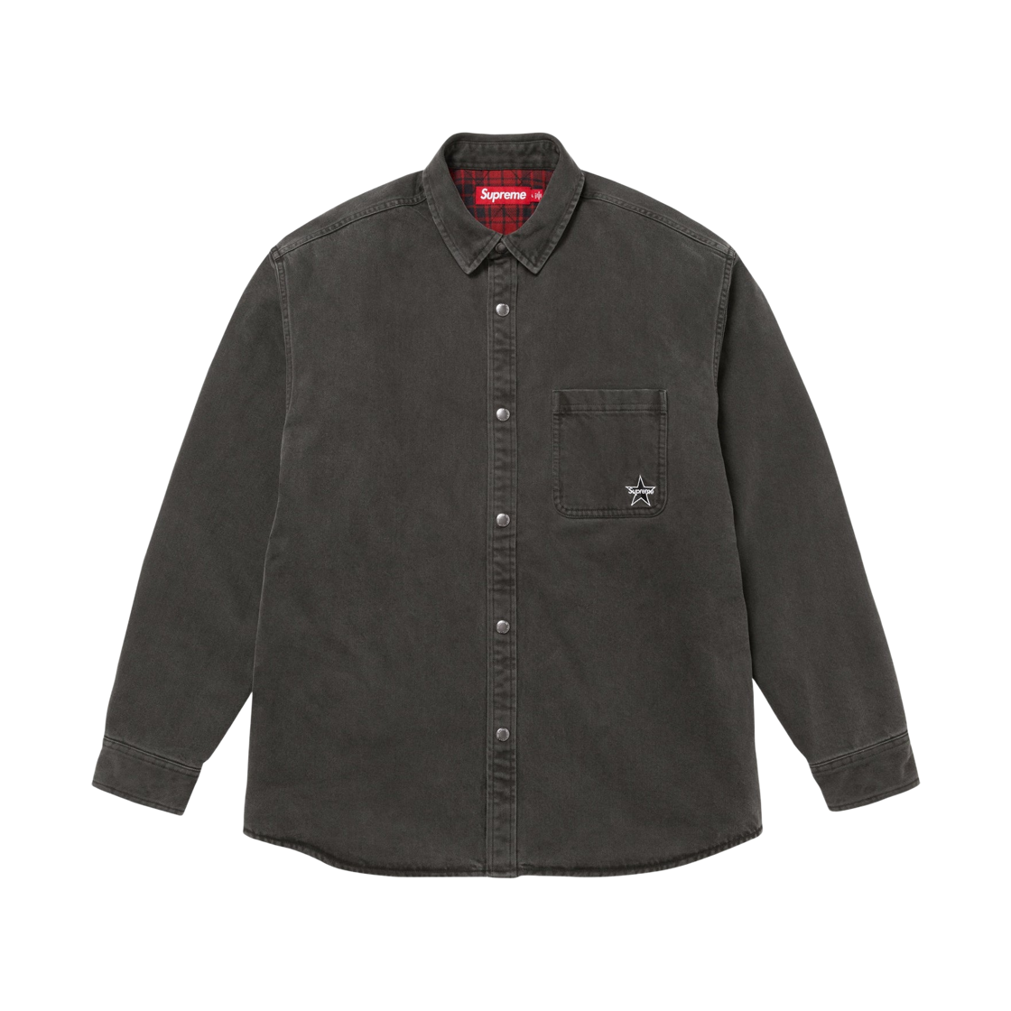 슈프림 퀼티드 라인드 데님 스냅 셔츠 블랙 - 25FW