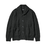 GU x Engineered Garments Cable Shawl Collar Cardigan Black