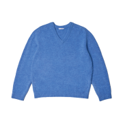 STU Boucle V-Neck Knit In Azure Blue