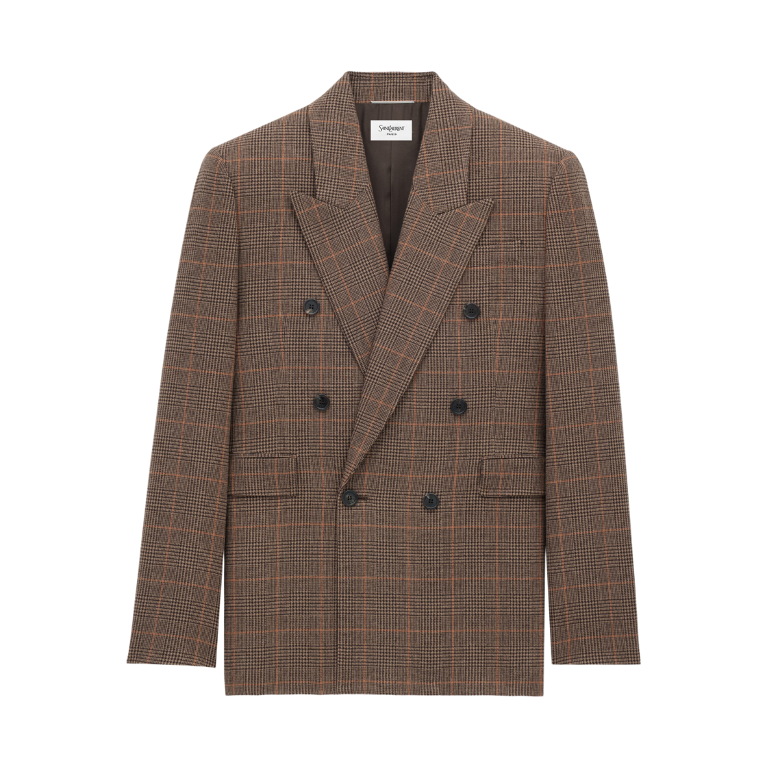 835102-Y3J45-9217 Saint Laurent Prince of Wales Wool Jacket Creme Noir Roux