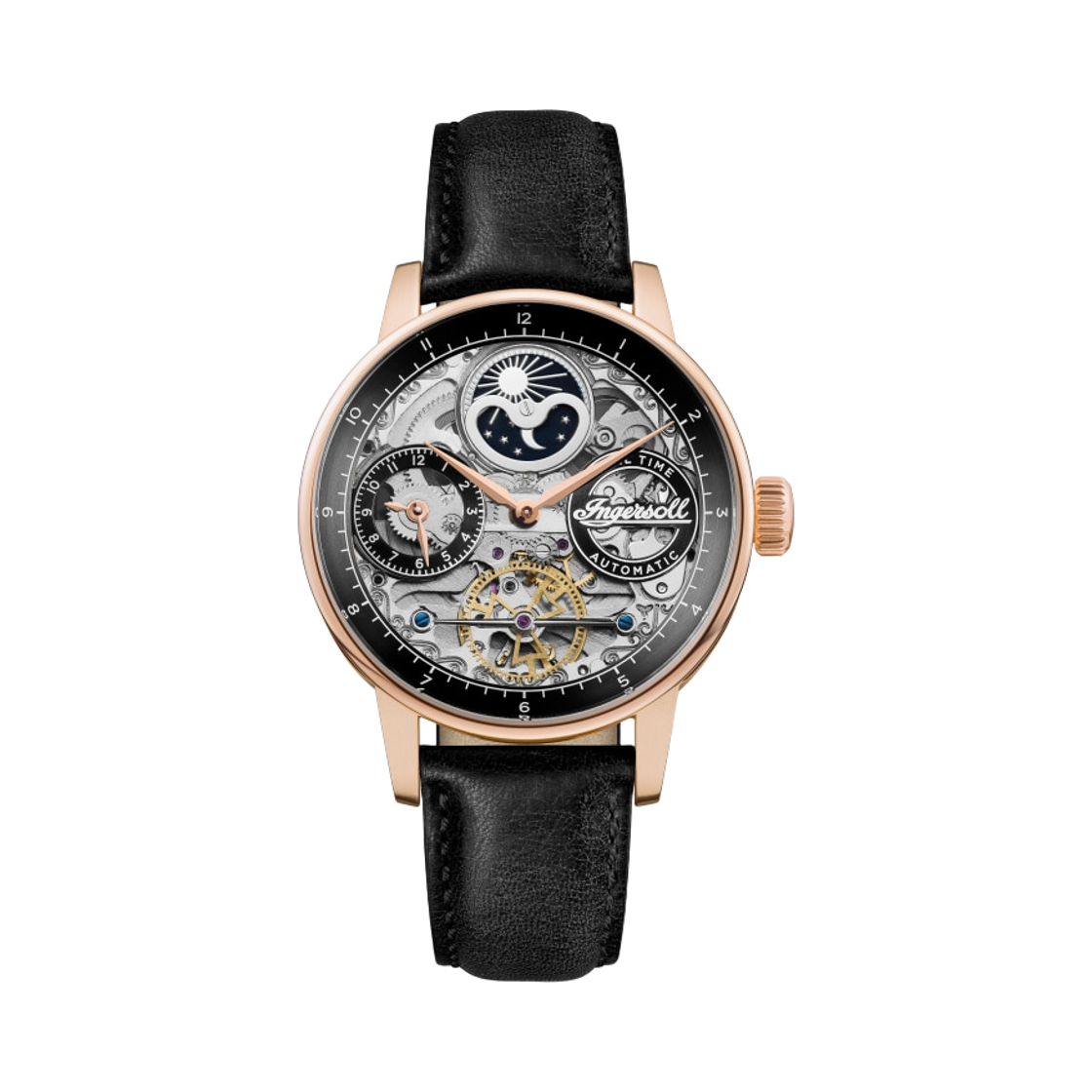 잉거솔 재즈 42mm I07705 오토매틱 스테인리스 스틸 로즈 골드 블랙 다이얼(Ingersoll Jazz 42mm I07705 Automatic Stainless Steel Rose Gold Black Dial)