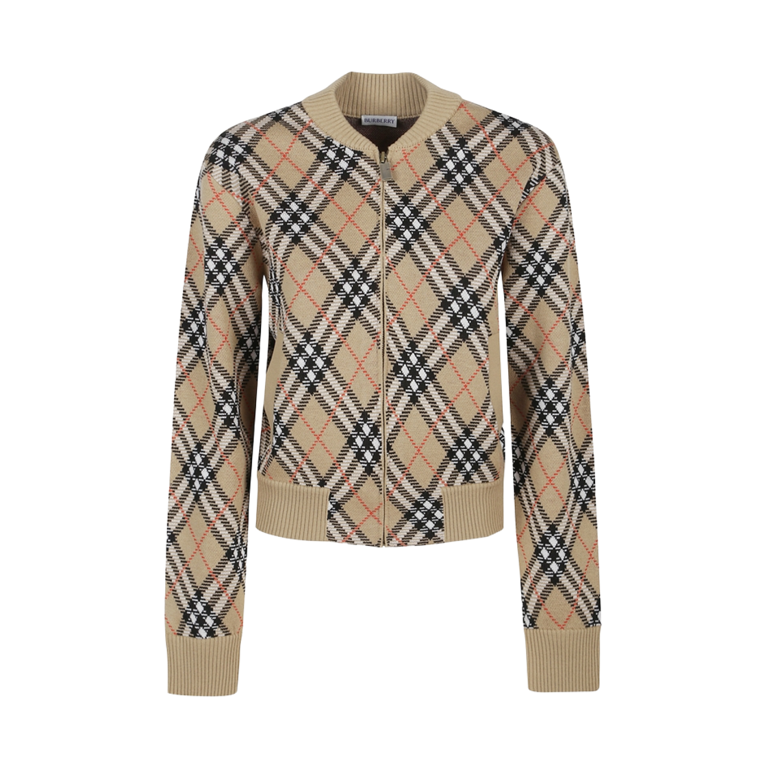 (W) 버버리 체크 울 가디건 베이지((W) Burberry Check Wool Cardigan Beige)