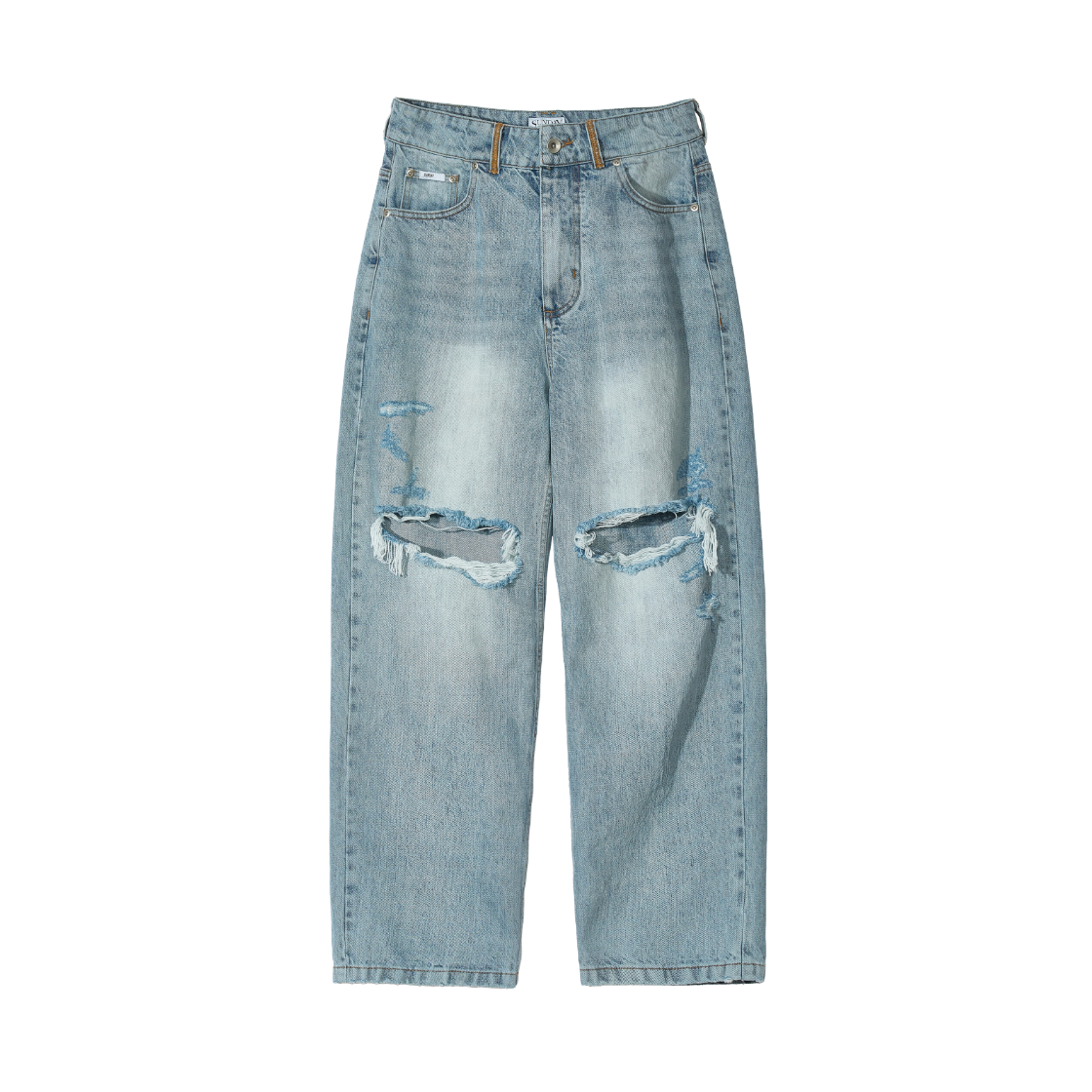 선데이세레머니 디스트로이드 재패니즈 데님 진 - 라이트 블루(Sunday Ceremony Destroyed Japanese Denim Jeans - Light Blue)