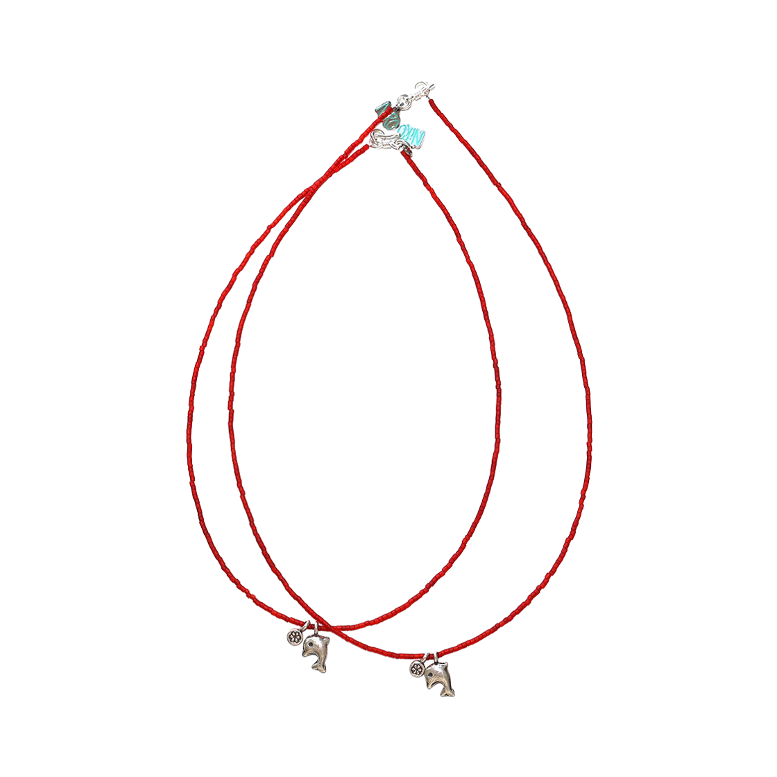 니로 세렌디피티 카렌 실버 돌핀 플라워 네클리스 #126-1 레드(NiRO.SERENDiPiTY Caren Silver Dolphin Flower Necklace #126-1 Red) - 4