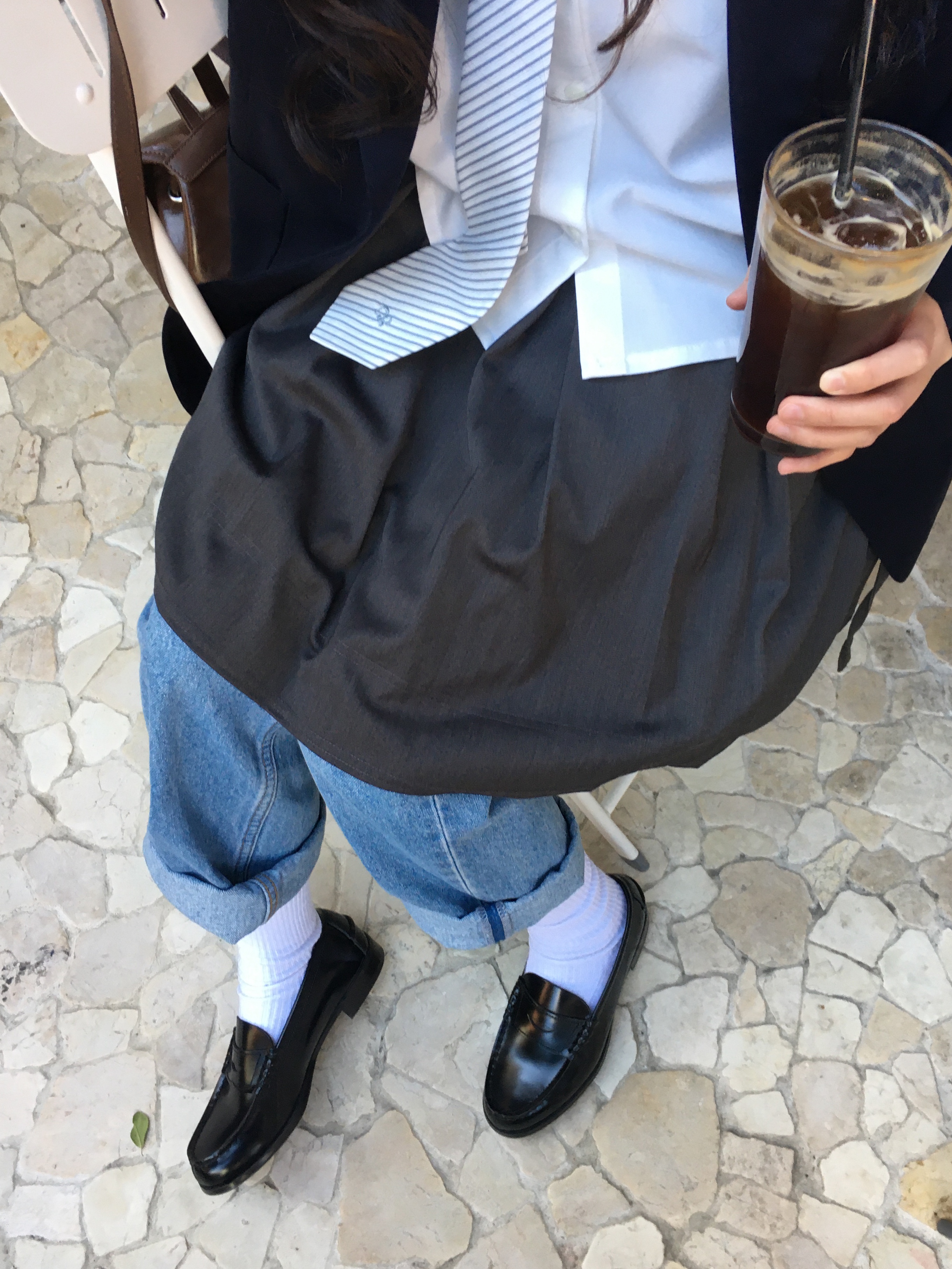 Haruta HS-304 Penny Loafer Black 착용 스타일 - 5