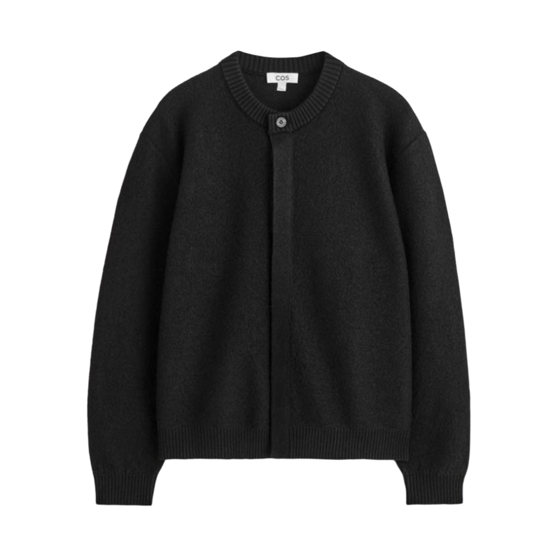 1314278002 COS Boiled Wool Crewneck Cardigan Black