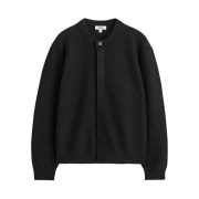 COS Boiled Wool Crewneck Cardigan Black
