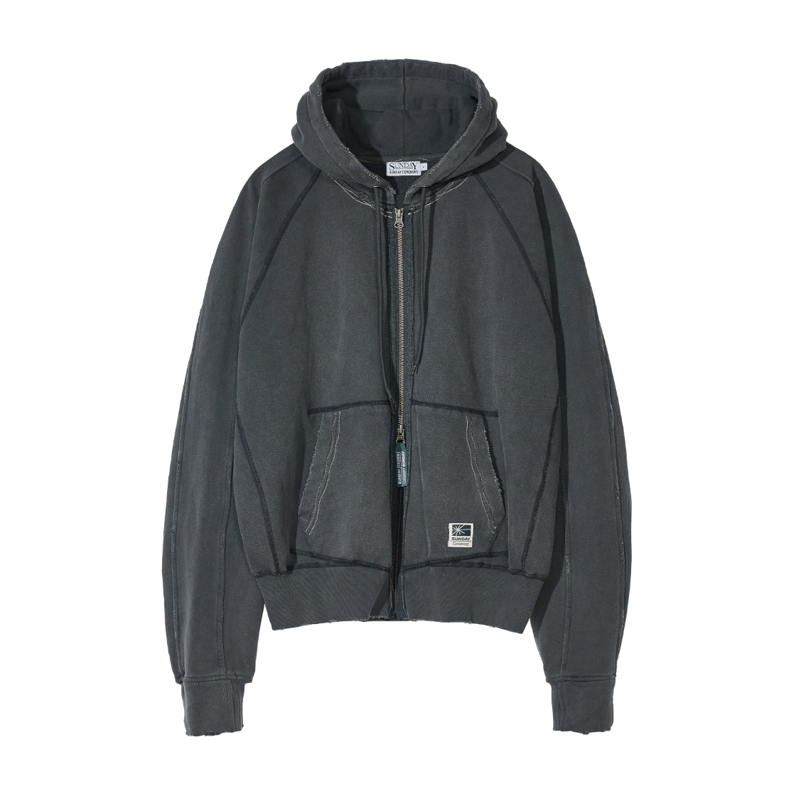 선데이세레머니 페이드 후드 집업 - 차콜(Sunday Ceremony Fade Hooded Zip-Up - Charcoal)