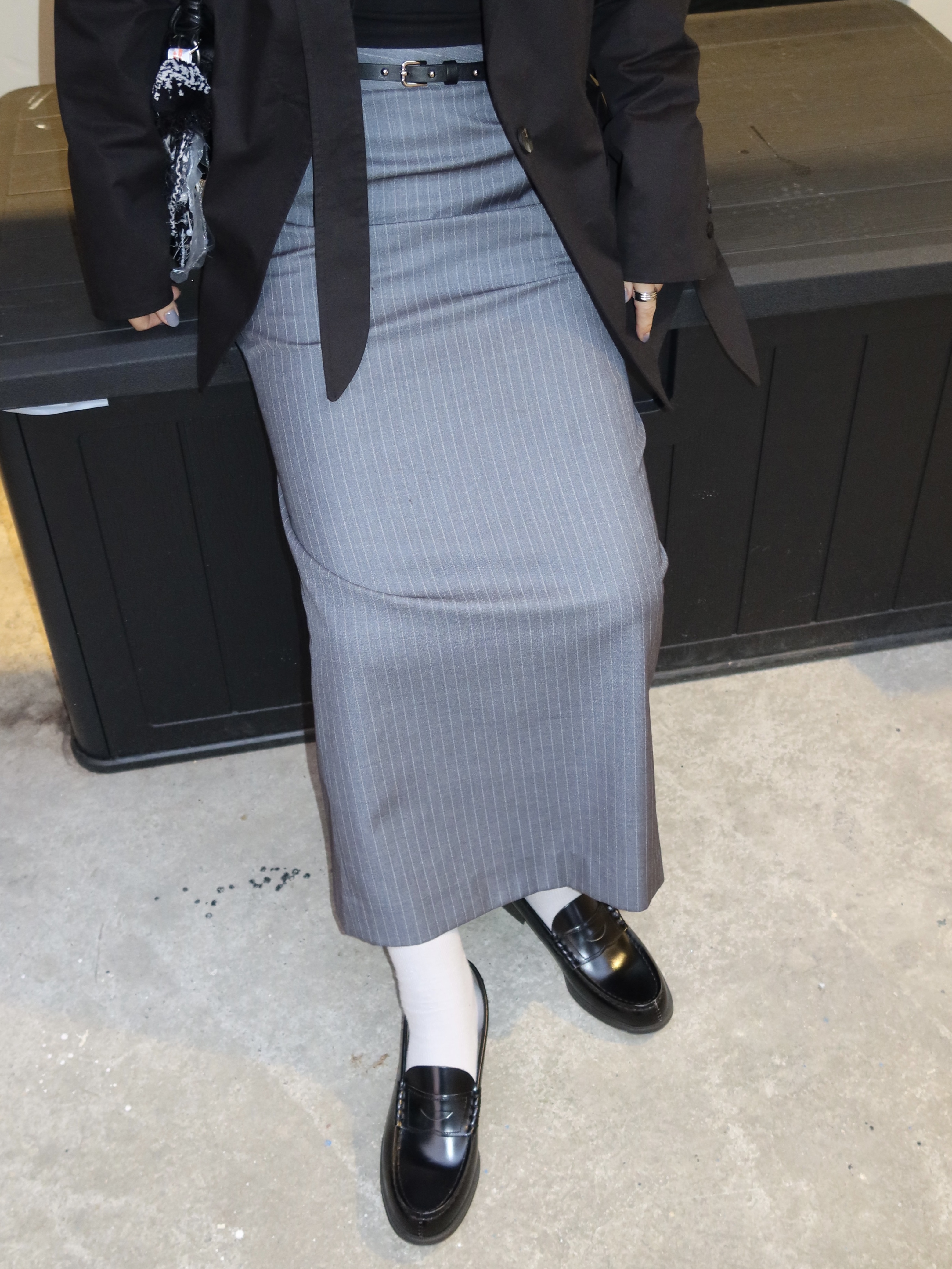 Haruta HS-304 Penny Loafer Black 착용 스타일 - 6