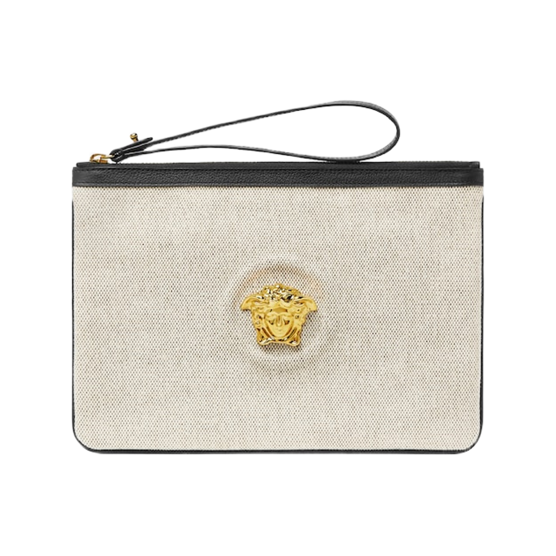 1020074-1A14528-2K86V Versace La Medusa Canvas Pouch Beige