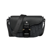 Dior Saddle Mini Flap Strap Bag Metallic Dior Oblique Jacquard & Grained Calfskin Silver Black