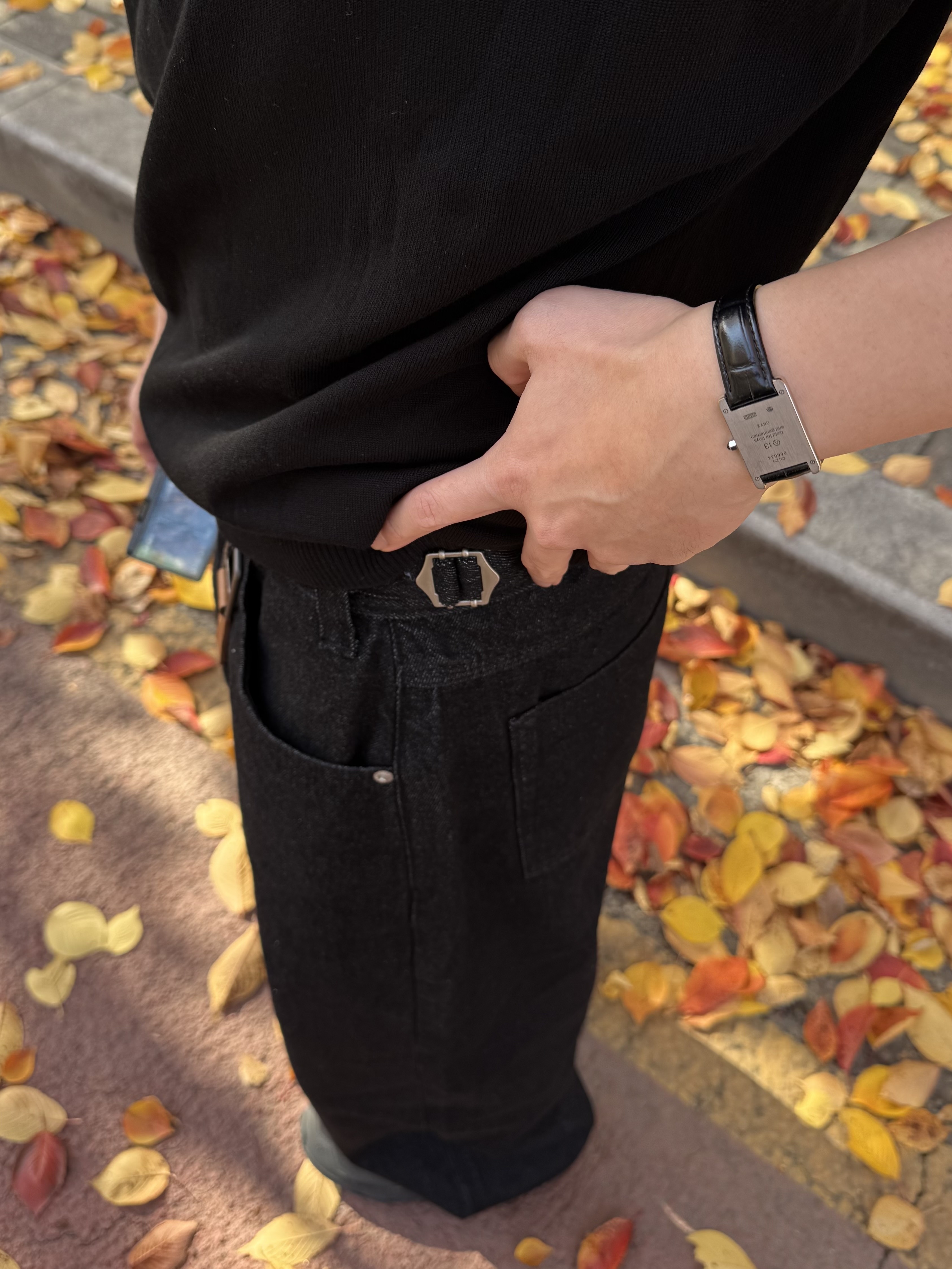noun Wide Denim Pants Black, On Running Cloudmonster Void Black 착용 스타일 - 4