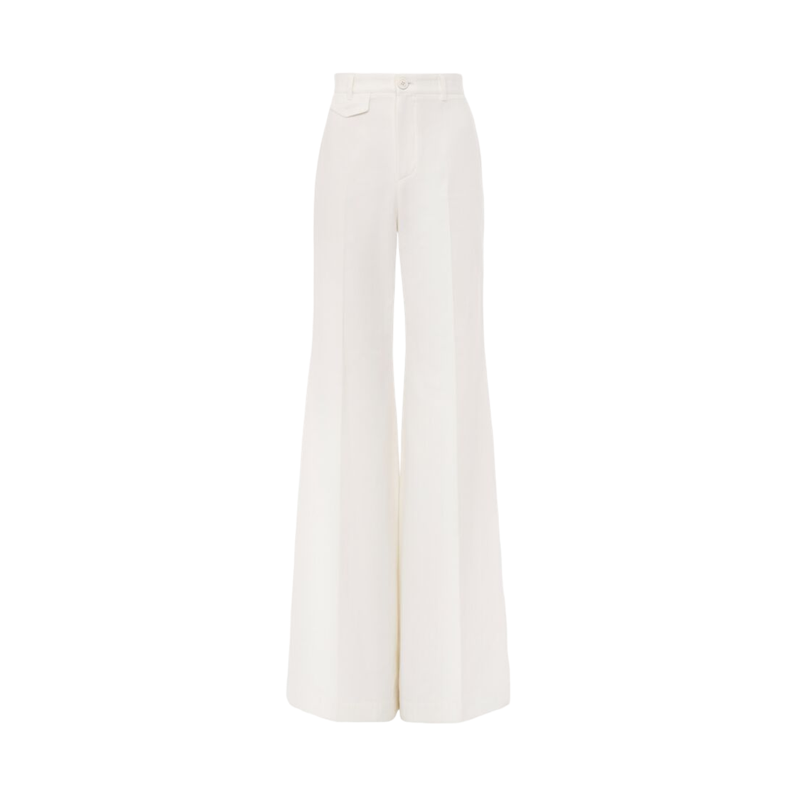 (W) 끌로에 코튼 캔버스 하이 라이즈 플레어 팬츠 아이코닉 밀크((W) Chloe Cotton Canvas High-Rise Flared Pants Iconic Milk)