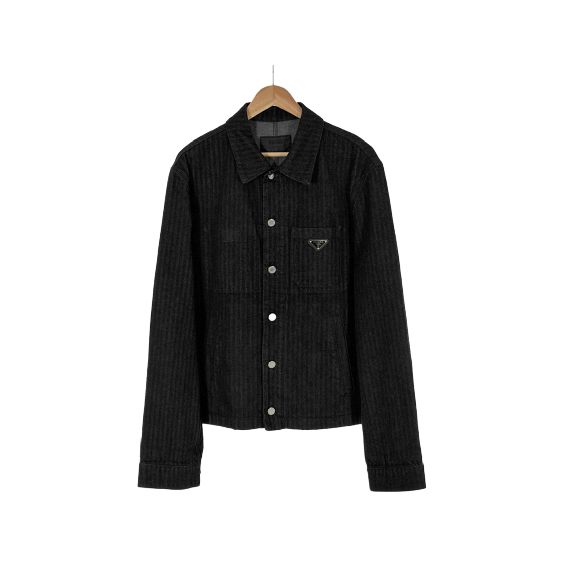 ITQRN36AAE2N Prada Men's 25SS Chevron Denim Shirt Jacket - Black