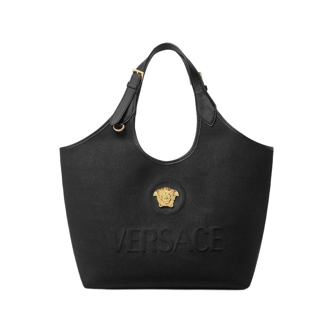 1022210-1A03095-1B00V Versace La Medusa Canvas Tote Bag Black Gold
