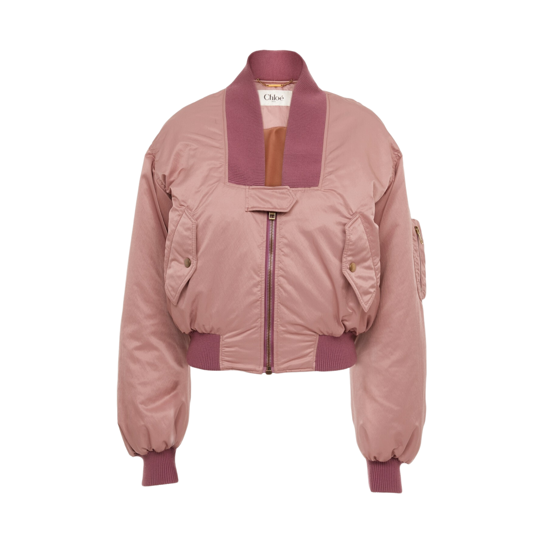 (W) 끌로에 나일론 봄버 자켓 진저 브라운((W) Chloe Nylon Bomber Jacket Ginger Brown)