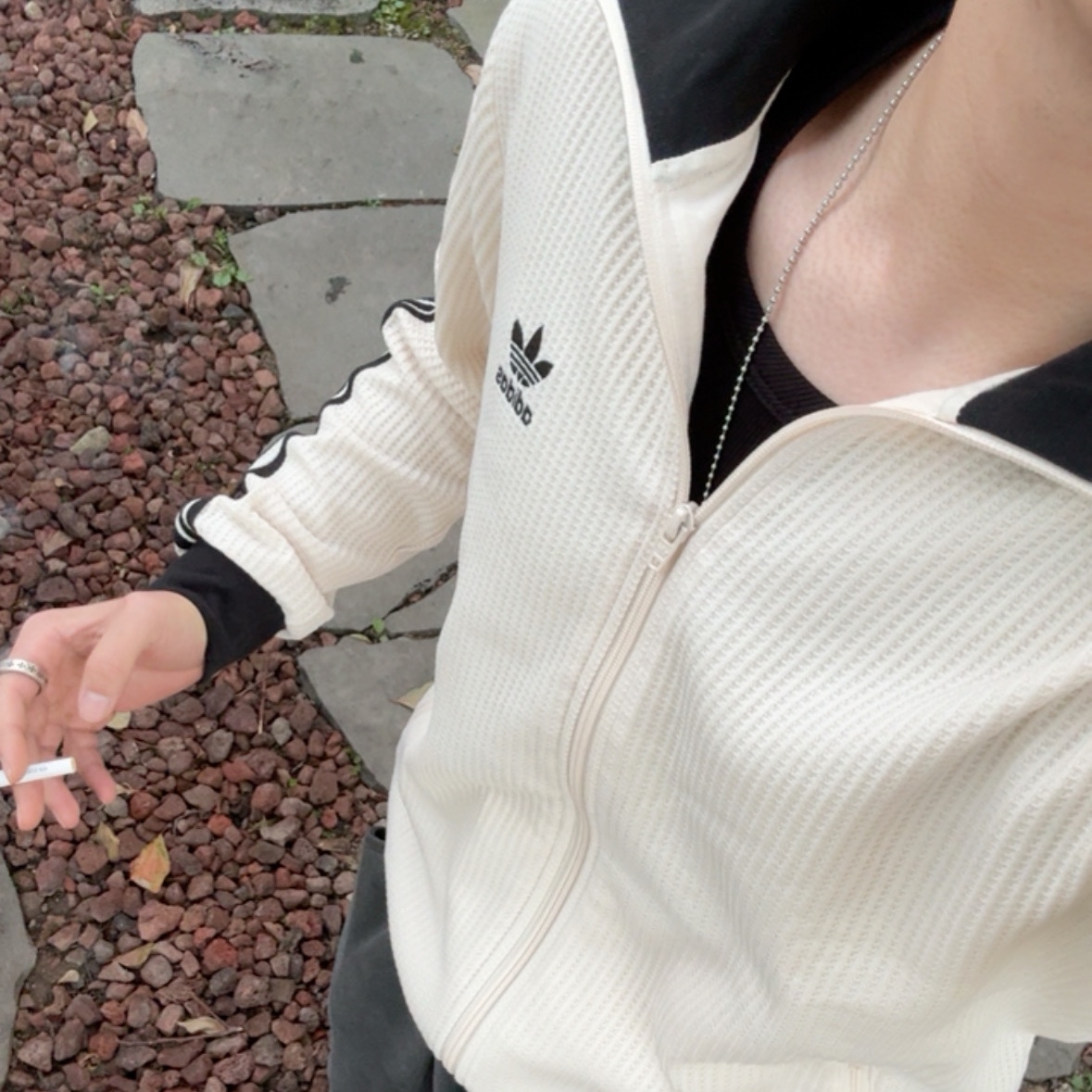 Adidas Waffle Beckenbauer Track Top Wonder White - KR Sizing 착용 스타일