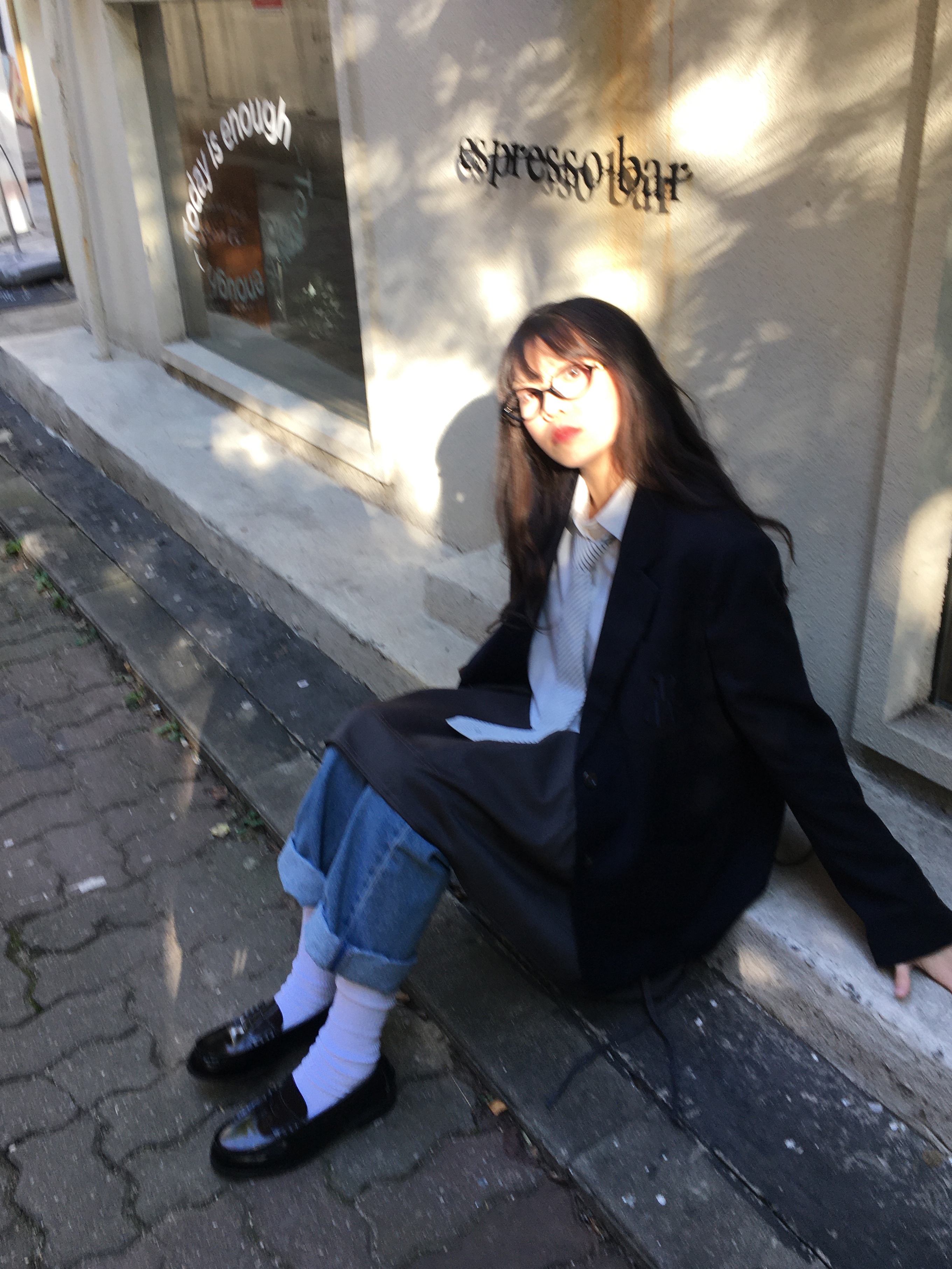 Haruta HS-304 Penny Loafer Black 착용 스타일 - 8