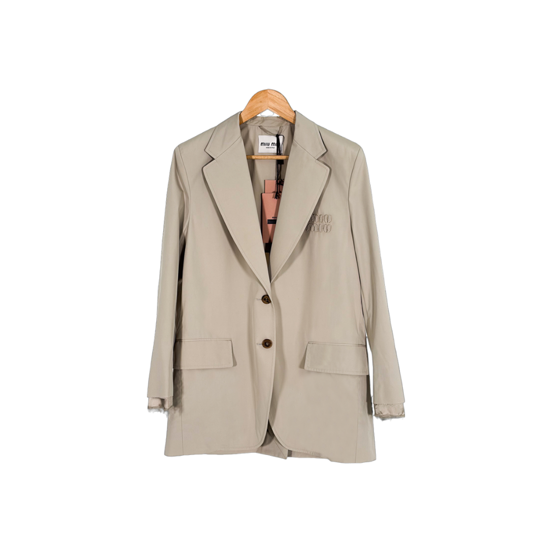 ITPQCHBBGTMC Miu Miu 24FW Women's Layered Single Blazer Jacket - Beige