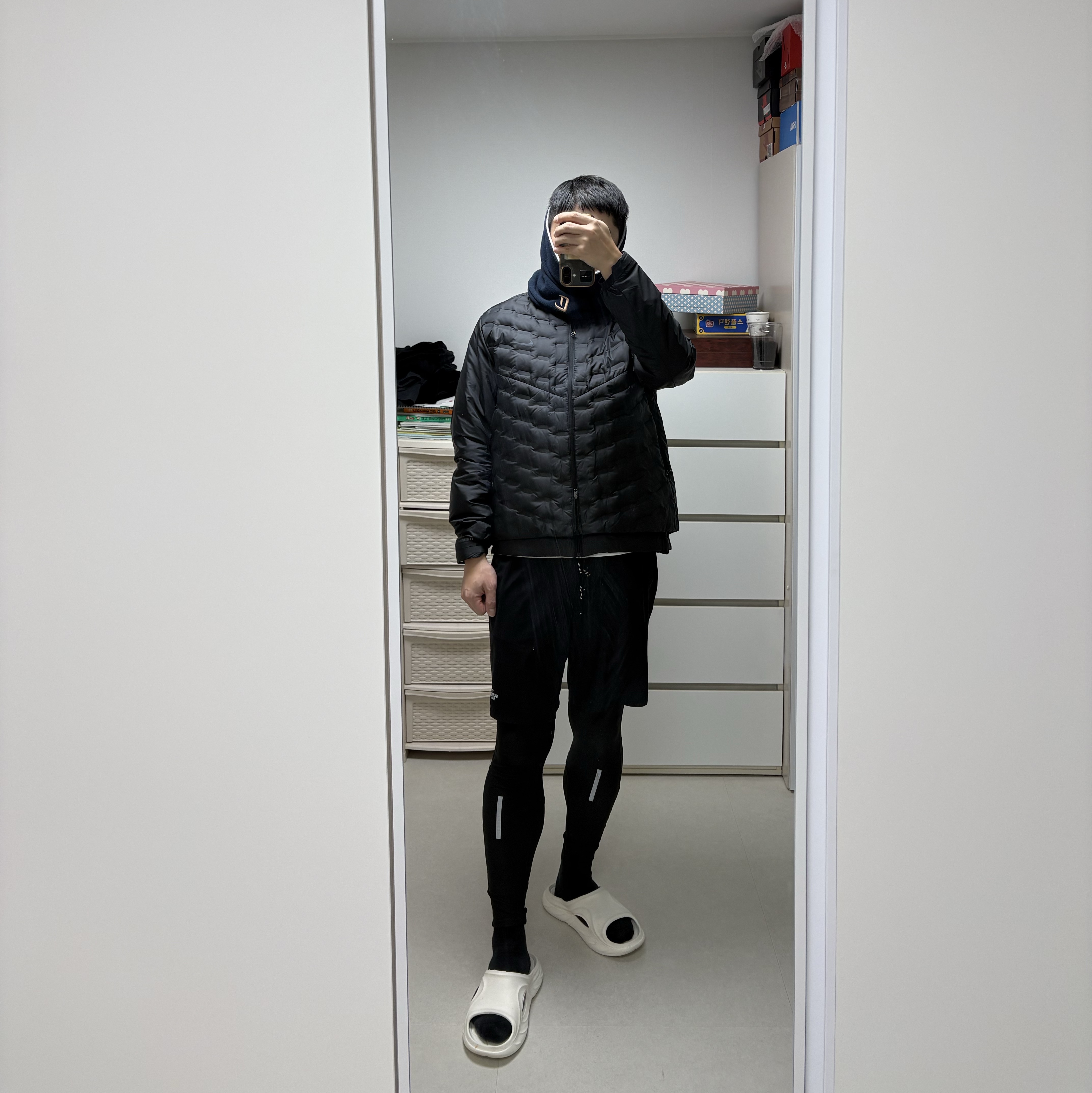 Nike Therma-Fit ADV Aeroloft Repel Down Running Jacket Black - Asia, COTTE Flag Fleece Hoodie Deep Blue 착용 스타일 - 1