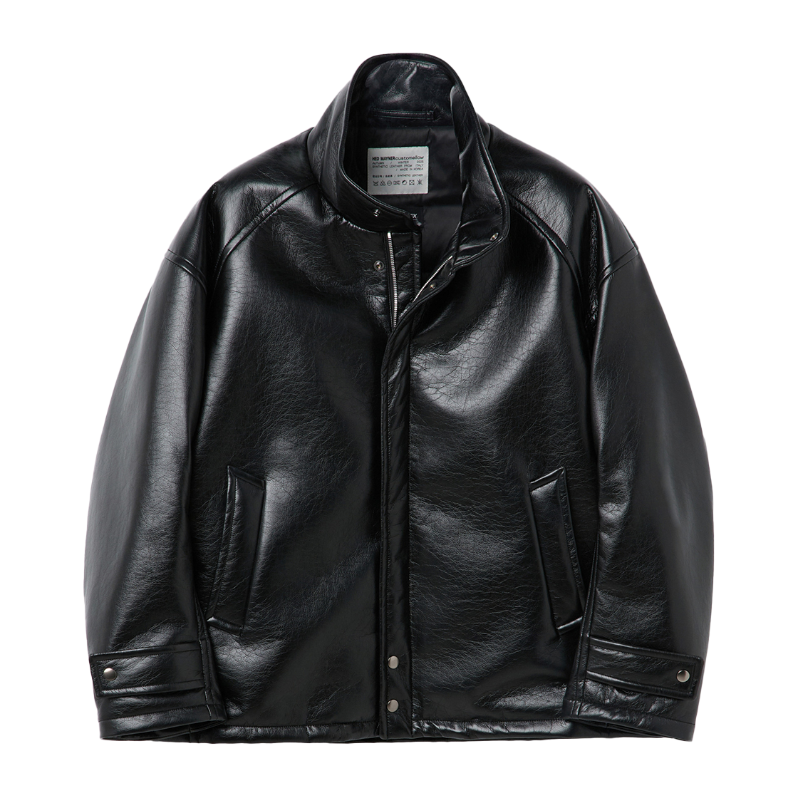 CWUAW25995BKX Customellow Hed Mayner Faux Leather Padded Parka Black