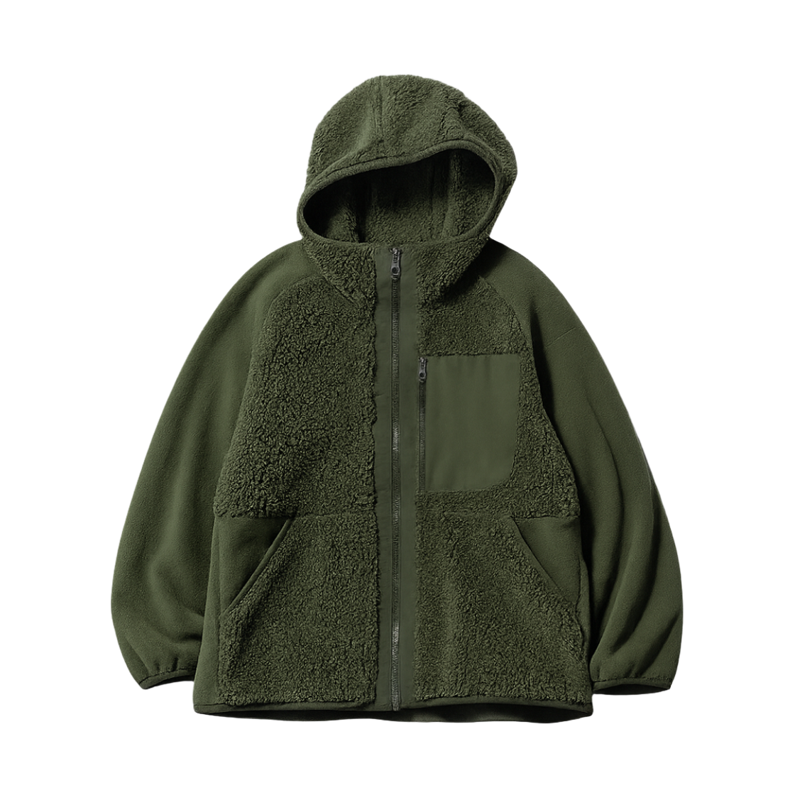 463350-58 Uniqlo x White Mountaineering Fleece Full Zip Parka Dark Green - KR