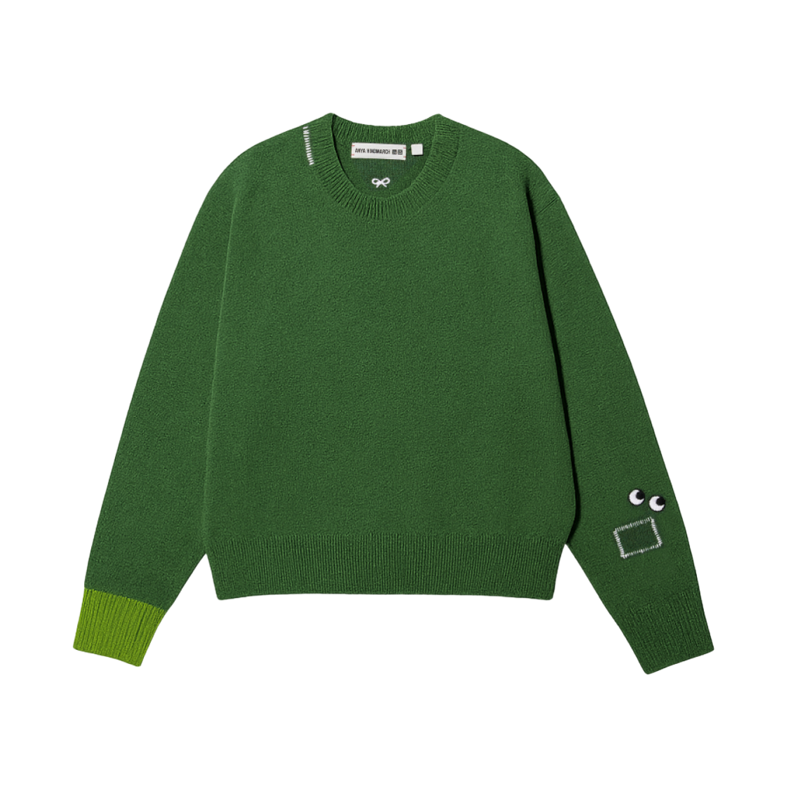 유니클로 x 안야 힌드마치 프리미엄 램스울 롱슬리브 크루넥 스웨터 그린 - KR(Uniqlo x Anya Hindmarch Premium Lambswool Long Sleeve Crew Neck Sweater Green - KR)