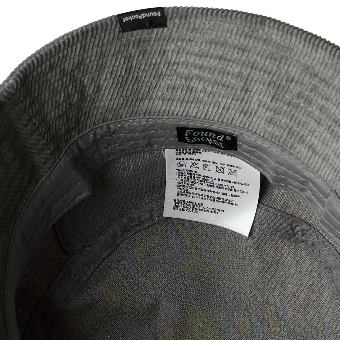 파운드포켓 릿지 코듀로이 버킷햇 라이트 그레이(Foundpocket Ridge Corduroy Bucket Hat Light Grey) - 5