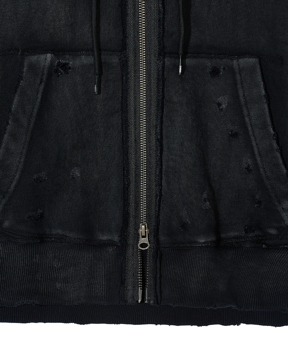 선데이세레머니 디스트레스 후드 집업 - 블랙(Sunday Ceremony Distressed Washed Hoodie Zip-Up - Black) - 5