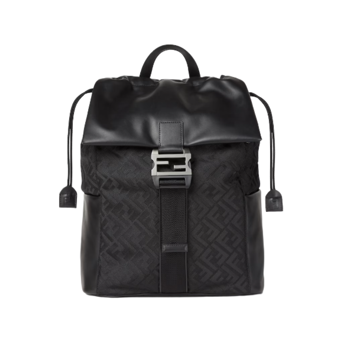 7VZ090AVC6F0SAJ Fendi Flux Leather FF Nylon Backpack Black