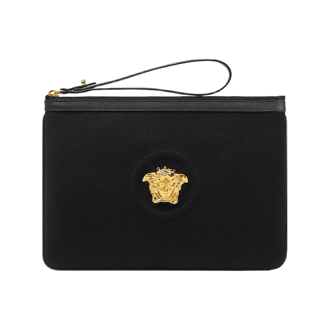 1020074-1A15314-1B00V Versace La Medusa Canvas Pouch Black Gold