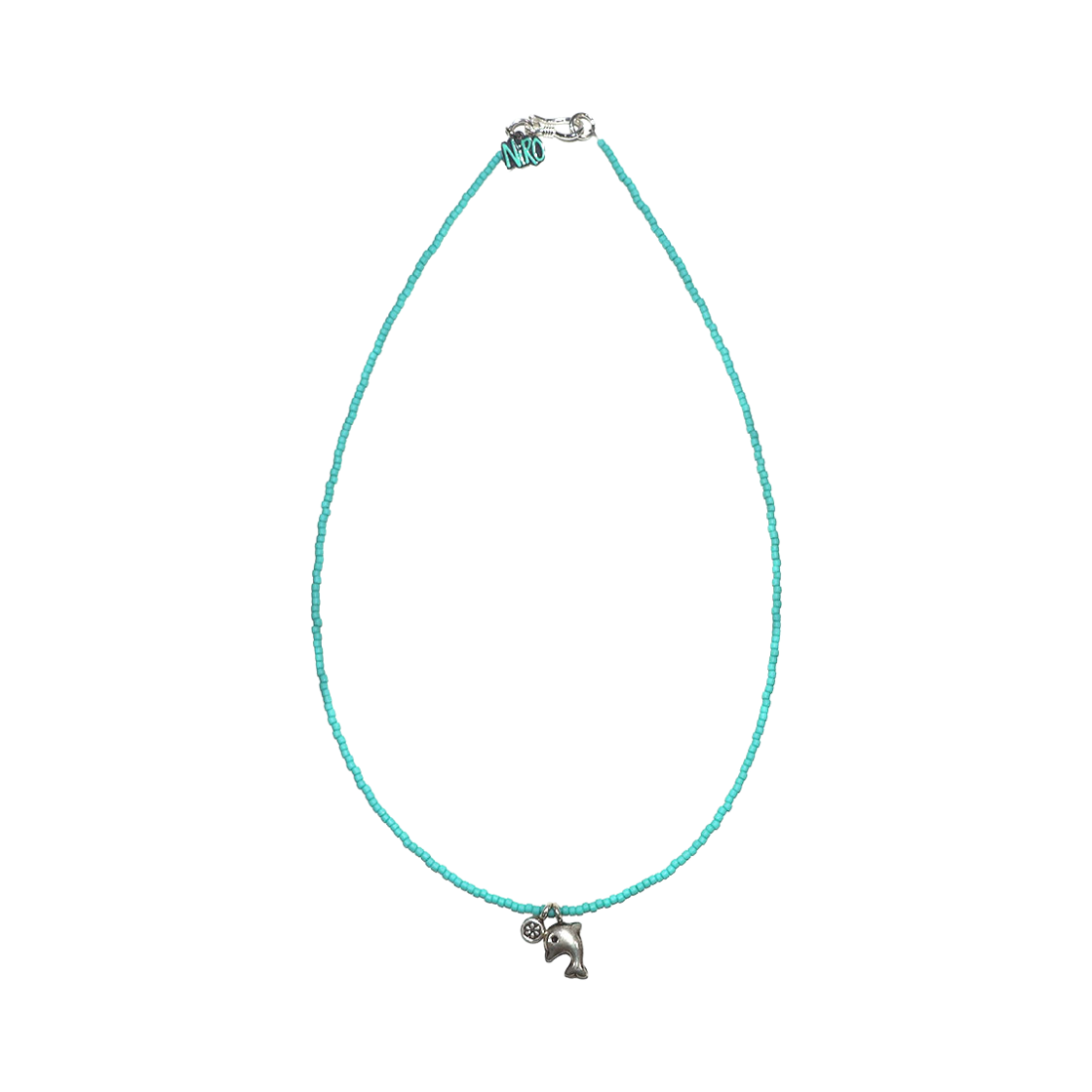 126-1m NiRO.SERENDiPiTY Caren Silver Dolphin Flower Necklace #126-1 Mint