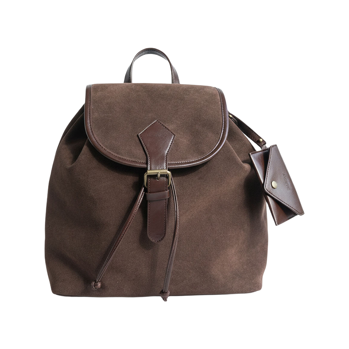 아노에틱 스웨이드 백팩& 카드지갑 브라운(Anoetic Suede Backpack & Card Wallet Brown)