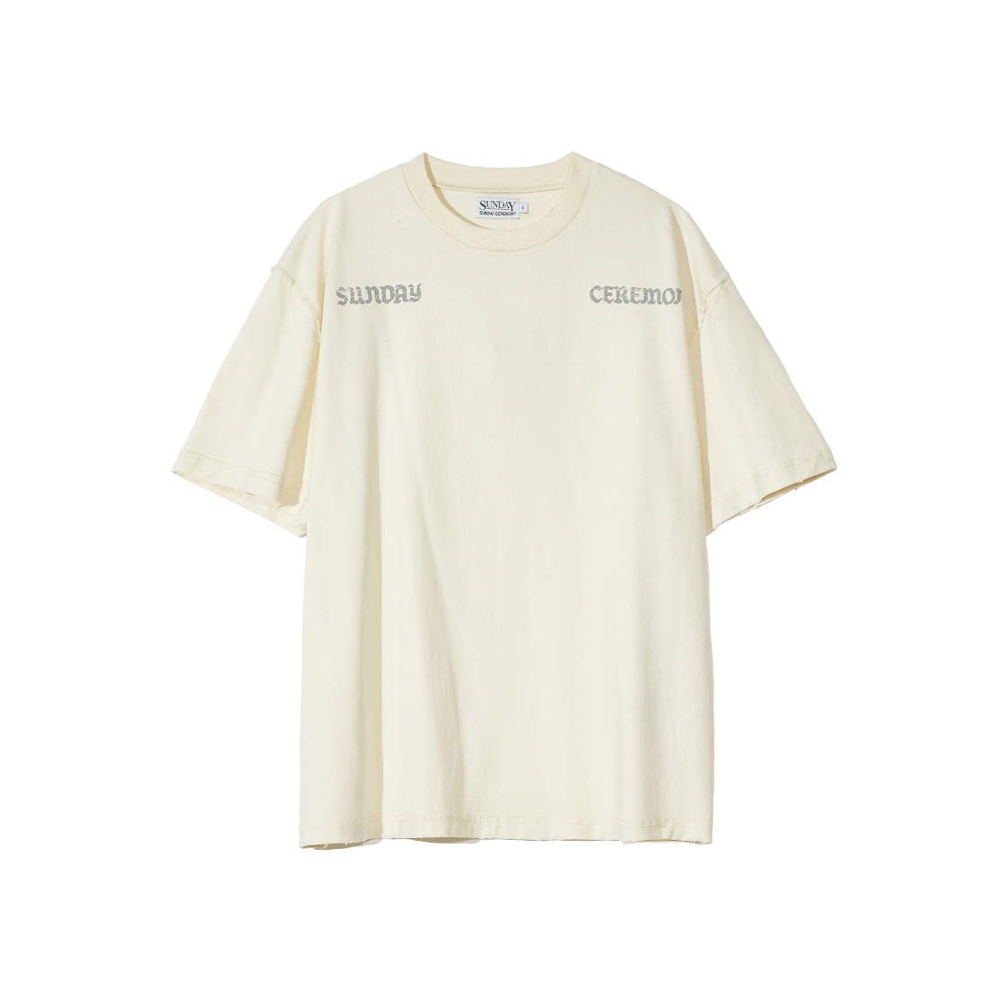 선데이세레머니 프린티드 데미지 티 - 라이트 베이지(Sunday Ceremony Printed Damage Tee - Light Beige)