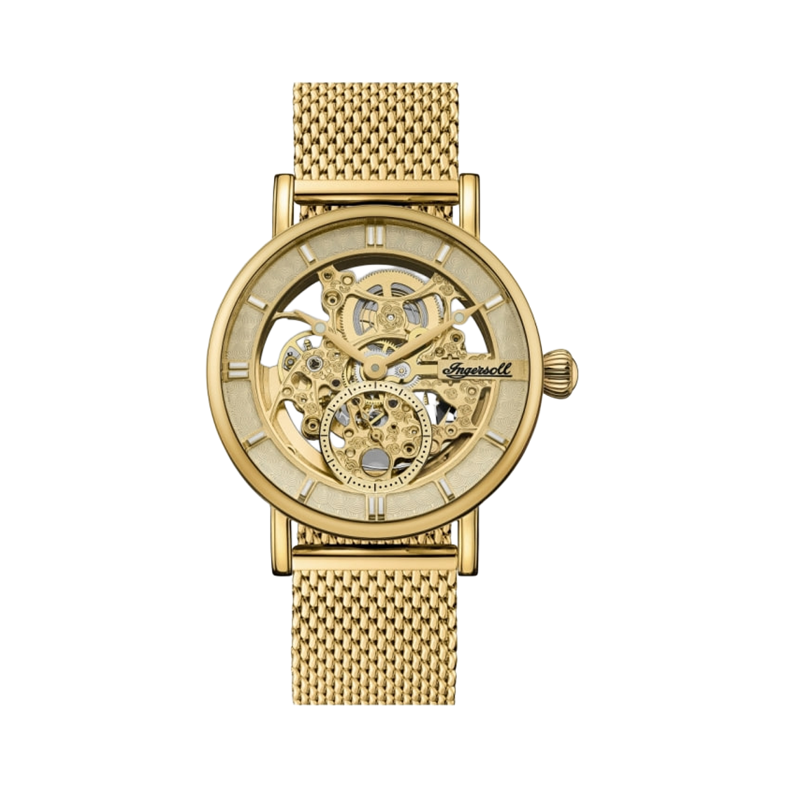 잉거솔 헤럴드 40mm I00413 오토매틱 스테인리스 스틸 골드 골드 다이얼(Ingersoll Herald 40mm I00413 Automatic Stainless Steel Gold Gold Dial)