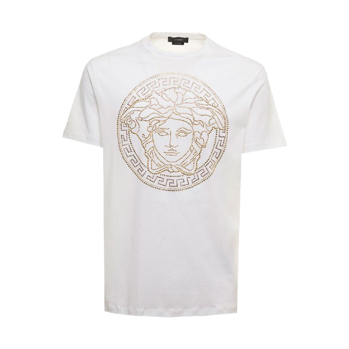 A77987-A201952-A1001 Versace Embellished Medusa Logo T-Shirt White