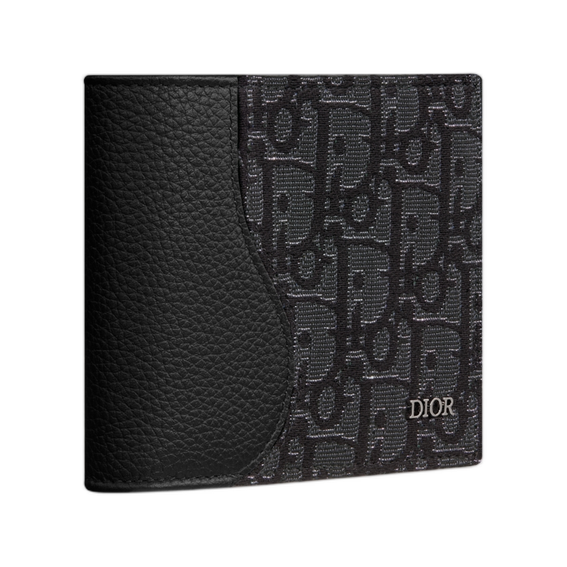 디올 새들 바이 폴드 월렛 그레인드 카프스킨 & 메탈릭 디올 오블리크 자카드 마르퀘트리 블랙 실버(Dior Saddle Bi Fold Wallet Grained Calfskin & Metallic Dior Oblique Jacquard Marquetry Black Silver) - 2