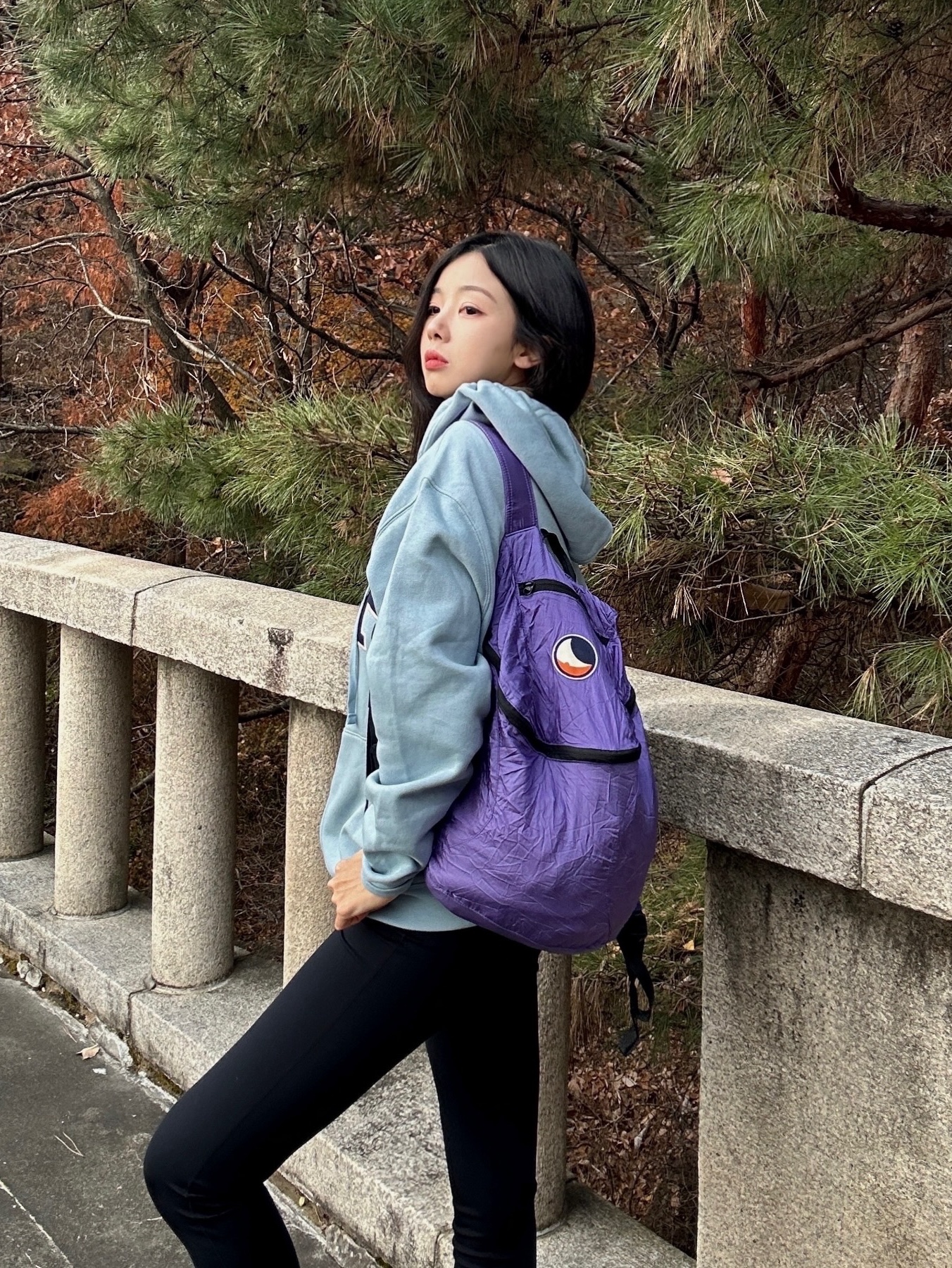 Ticket to the Moon Mini Backpack Purple (15L) 착용 스타일